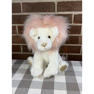 FAO Schwarz Lion Plush White Stuffed Animal Toy 12" W/ Pink Tinsel Mane 2021